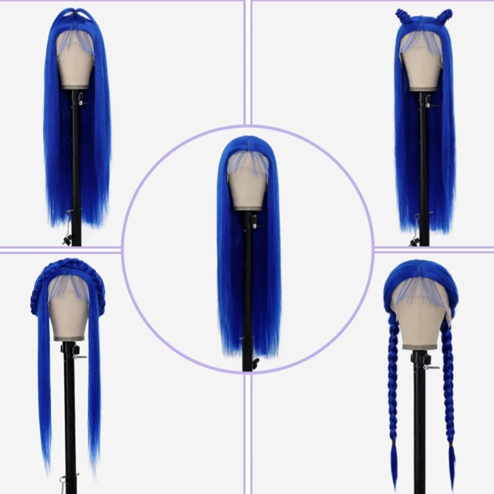 Blue wig lace front